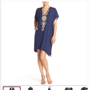 Lilly Pulitzer Chai Gold Navy Blue Caftan Dress